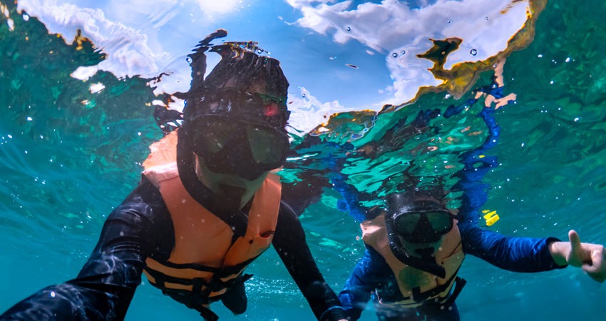 a person swimming in the water