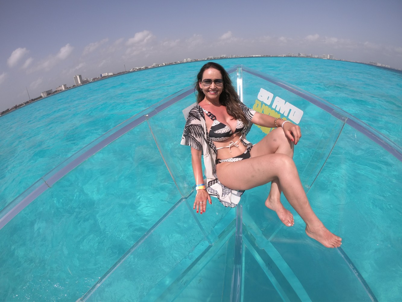 a person standing in a pool of water