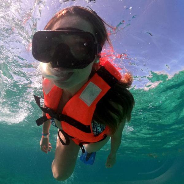 a person swimming in the water