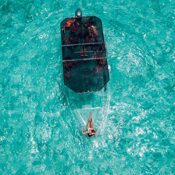 a person in a pool of water